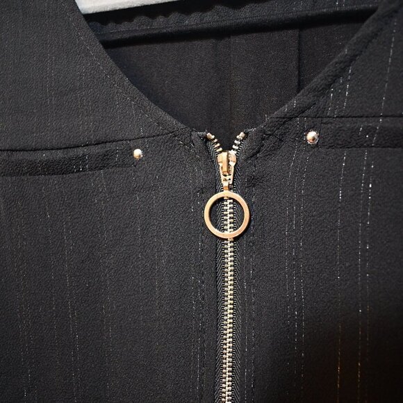 3/$15  Janet Chung Black Metallic Blouse - Picture 4 of 6